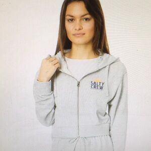 SALTY CREW/“CRUSIN”CROP ZIP FRONT HOODY IN “ATHLETIC HEATHER”